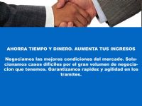 AHORRA TIEMPO Y DINERO. AUMENTA TUS INGRESOS
Negociamos las mejores condiciones del mercado. Solucionamos casos dificiles por el gran volumen de negociacion que tenemos. Garantizamos rapidez y agilidad en los tramites.
 - 8