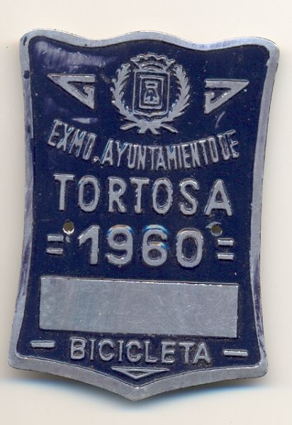 Matricula de Bicicleta de Tortosa 1.960 (Tarragona)
