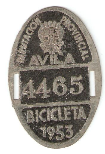 Matricula de Bicicleta de Avila (1.953)