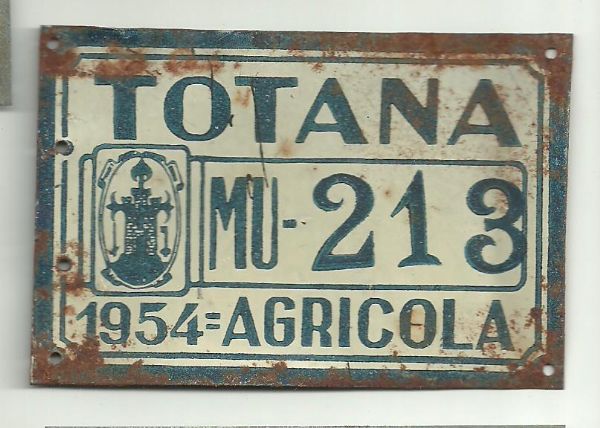 Matricula Carros Agricolas de Totana ao 1954