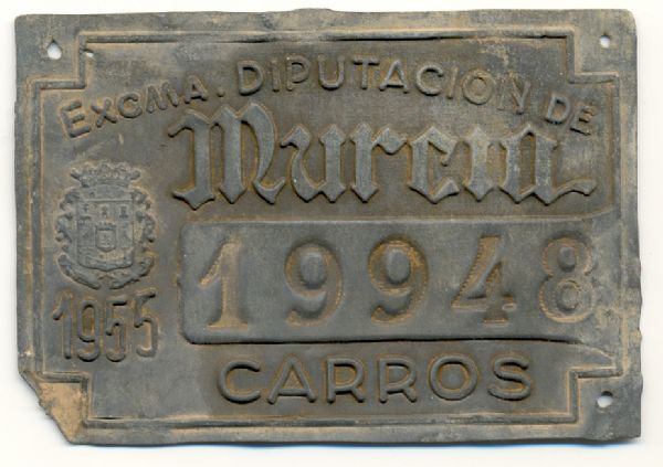 Matricula de Carro de Excm. Diputacion de Murcia (1955)