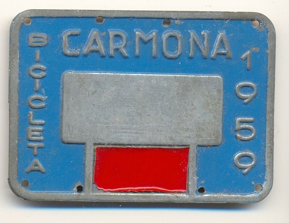 Placa de bicicleta de Carmona (1959) Sevilla