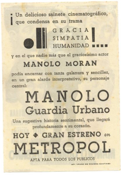 Cartel Pelicula Manolo Guardia Urbano (Cine Espaol 1956)