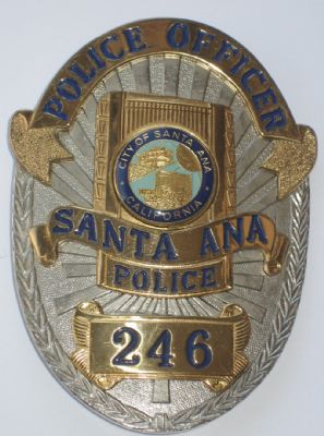 Placa Metalica Policia Santa Ana (California) U.S.A.
