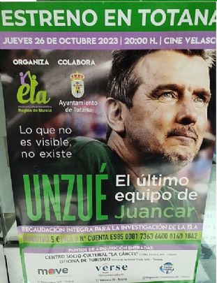 El prximo 26 de octubre se estrena en Totana el documental El ltimo equipo de Juancar, del exfutbolista Juan Carlos Unzu, para recaudar fondos destinados a la investigacin de la ELA