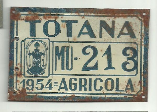 Matricula Carros Agricolas de Totana a�o 1954
