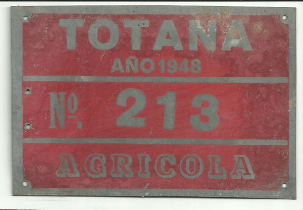 Matricula Carros Agricolas de Totana a�o 1948