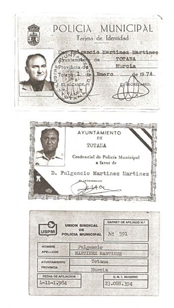 Documento de Titulo de Guardia de Policia Municipal de Totana. 1973