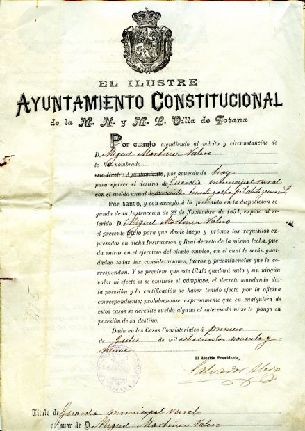 TITULO DE NOMBRAMIENTO DE GUARDIA MUNICIPAL RURAL