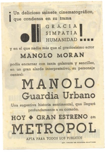 Cartel Pelicula Manolo Guardia Urbano (Cine Español 1956)