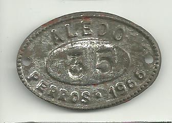 Chapa Matricula de Perro 1.966 Aledo (Murcia)