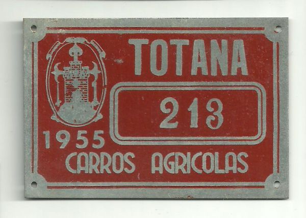 Matricula Carros Agricolas de Totana ao 1955