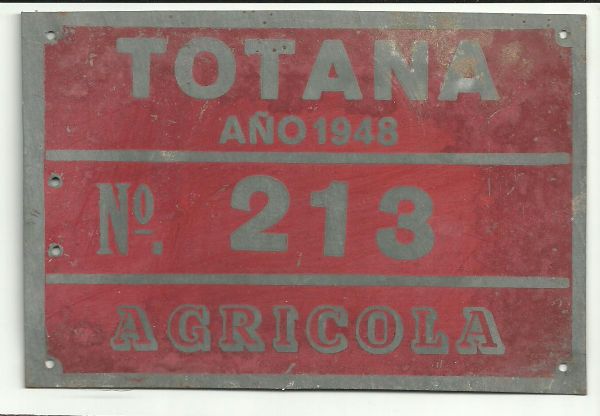 Matricula Carros Agricolas de Totana ao 1948