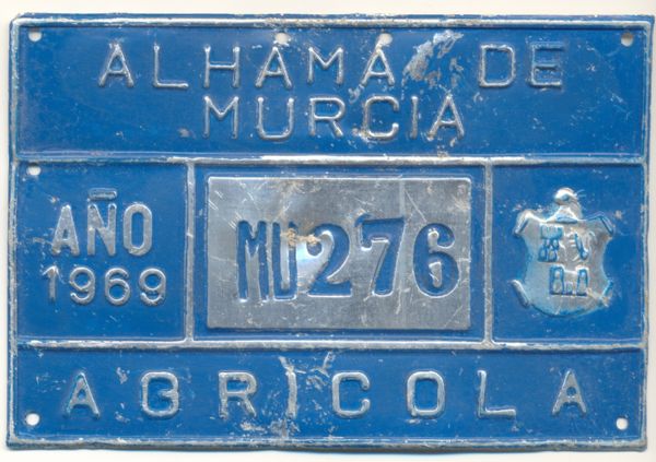 Matricula de  Alhama de Murcia Agricola 1969