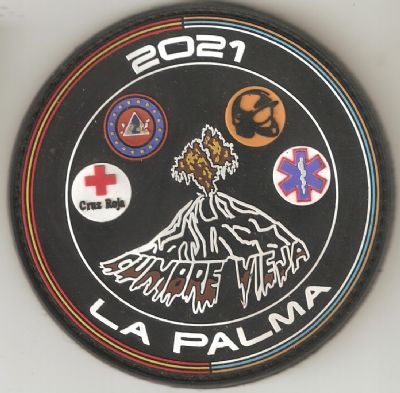 Emblema de recuerdo del Volcan Cumbre Vieja en La Palma (Islas Canarias)