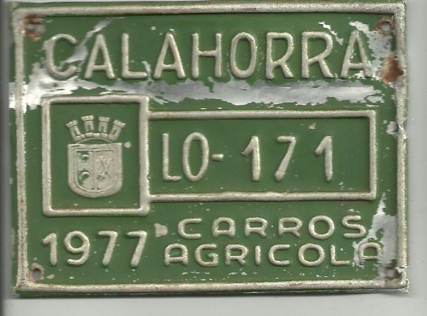 Chapa Matricula Agricola Calahorra (La Rioja)