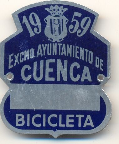 Placa de bicicleta de Cuenca (1959) 