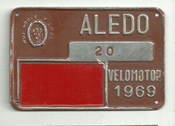 Matricula Velomotor  Aledo (Murcia) Ao 1.969