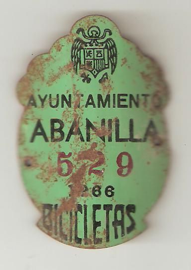 Placa de Bicicleta de Abanilla (Murcia) 1.966