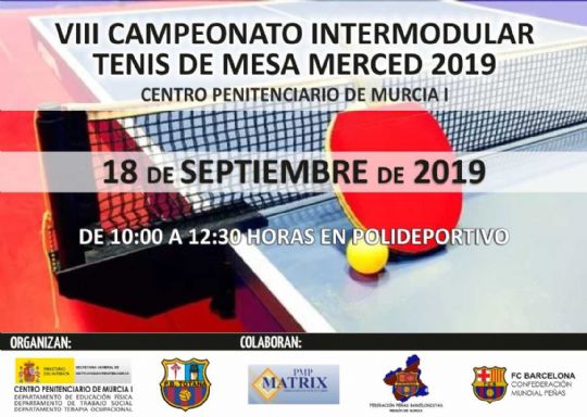CELEBRADO EL VII TORNEO INTERMODULAR DE TENIS DE MESA ORGANIZADO POR EL CENTRO PENITENCIARIO MURCIA I EN COLABORACION CON LA PEÑA BARCELONISTA DE TOTANA 