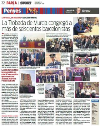 EL DIARIO SPORT PUBLICA UN AMPLIO REPORTAJE SOBRE LA IX TROBADA REGIONAL EN SU EDICIÓN DEL 27 DE NOVIEMBRE
